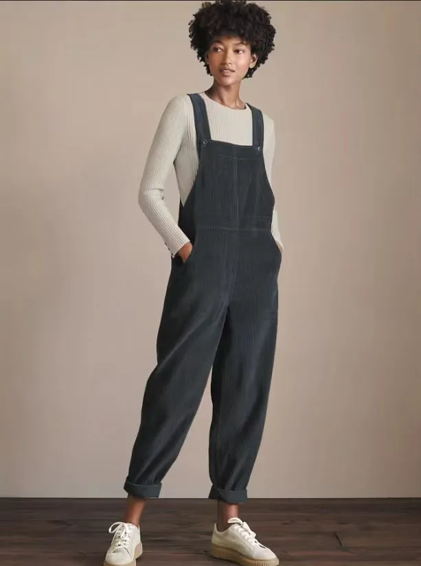 Megan Corduroy Relaxed Fit Straight Leg Bib Overalls women's overalls Castello Clothing Line