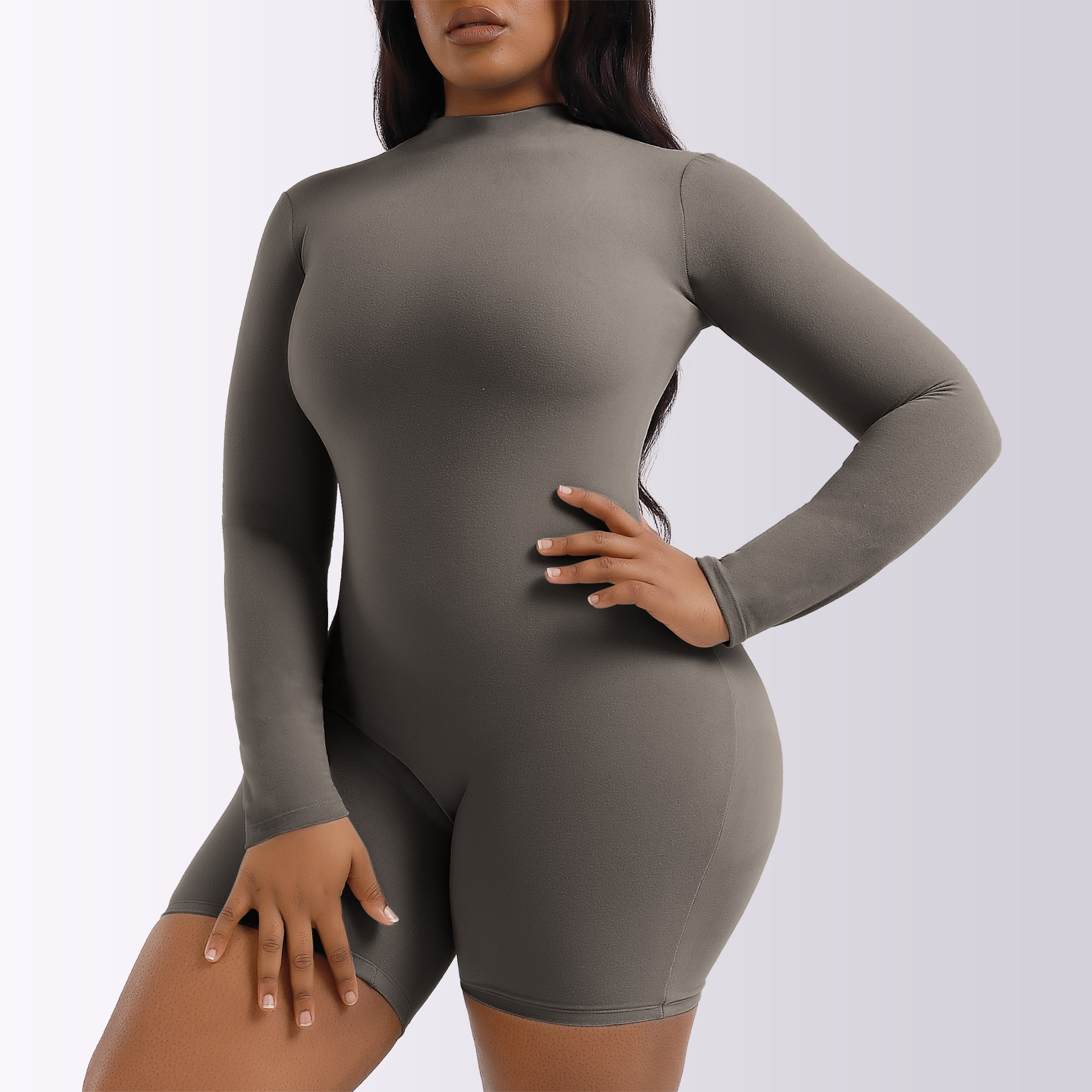 Curve Couture Long Sleeve Fitted Romper  Castello Clothing Line   