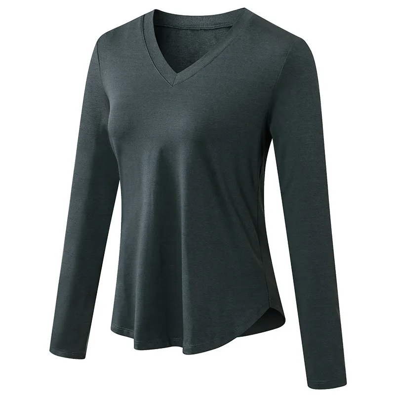 Nell Long Sleeve Lightweight V-Neck Top workout tops and t-shirts Castello Clothing Line
