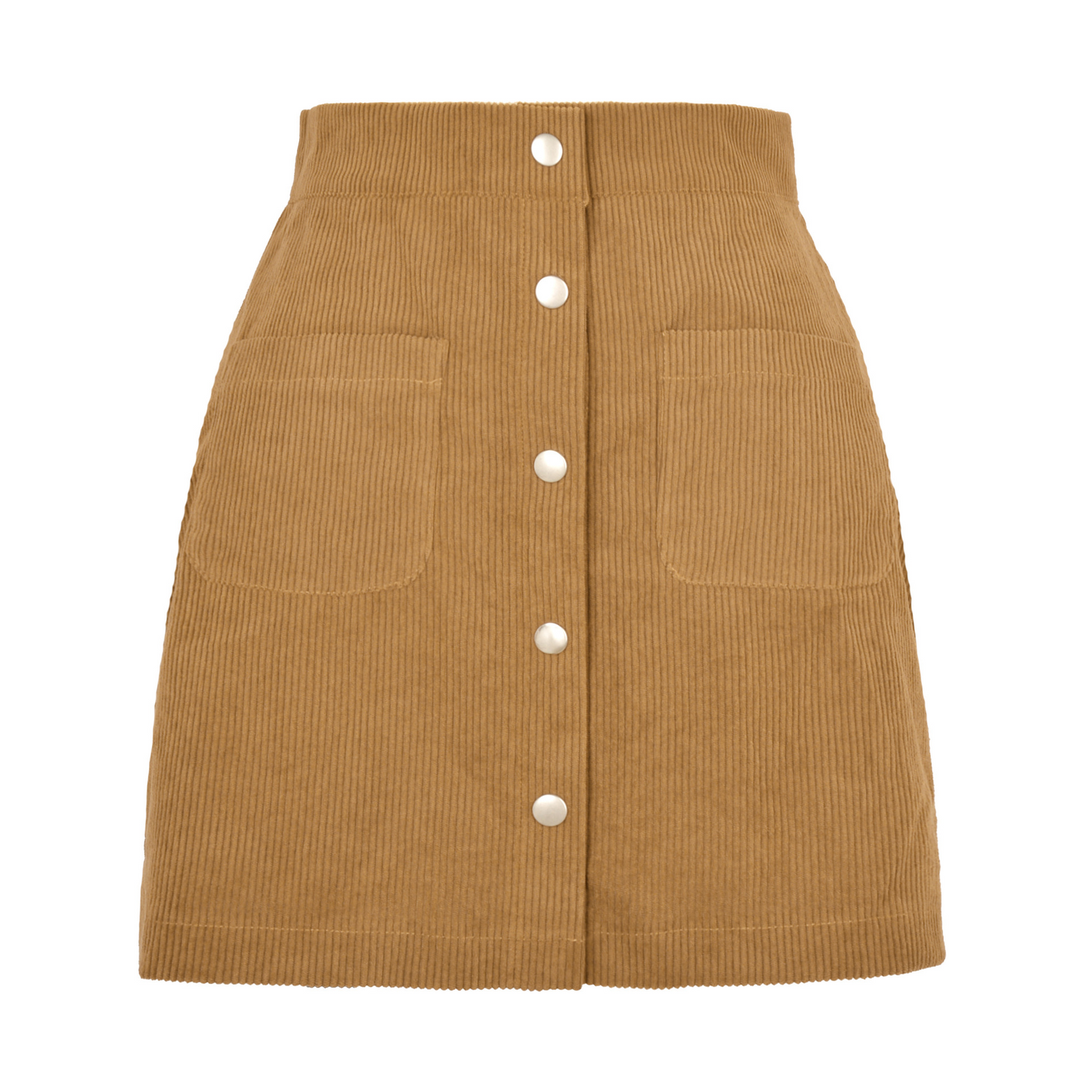 High Waist Corduroy Mini Skirt | Front Button Up & Pocket Detailed | Corduroy/Cotton/Polyester Blend  Castello Clothing Line   