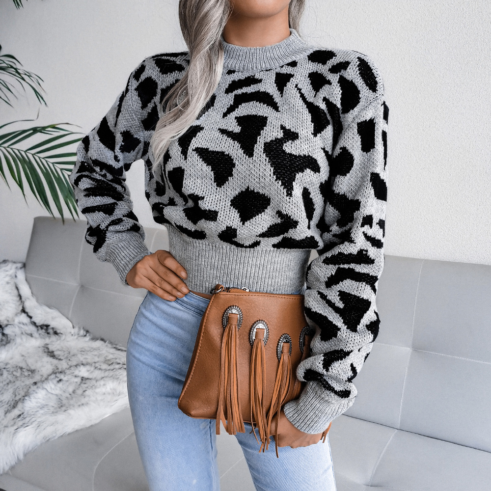 Wildkin Leopard Print Relaxed Fit Knit Pullover Sweater Castello Clothing Line