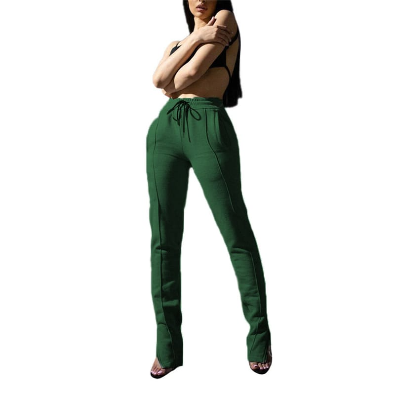 Maven High-Waisted Slim-Fit Flared Split-Hem Pants Castello Clothing Line