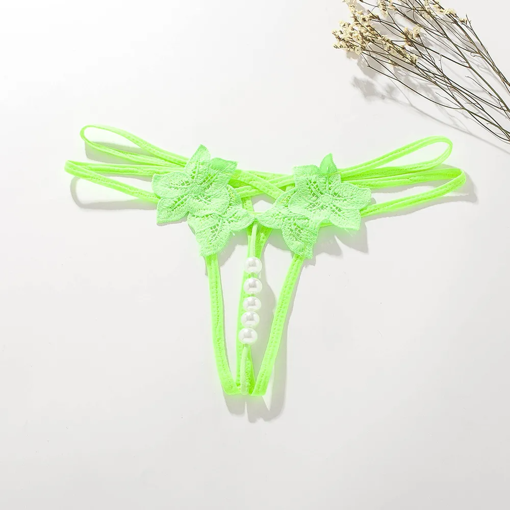 Scarlet Bloom Pearl-Strap Thong  Castello Clothing Line   