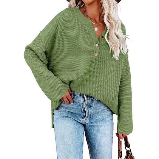 Terrain Waffle Knit Henley Long Sleeve Pullover Top Castello Clothing Line