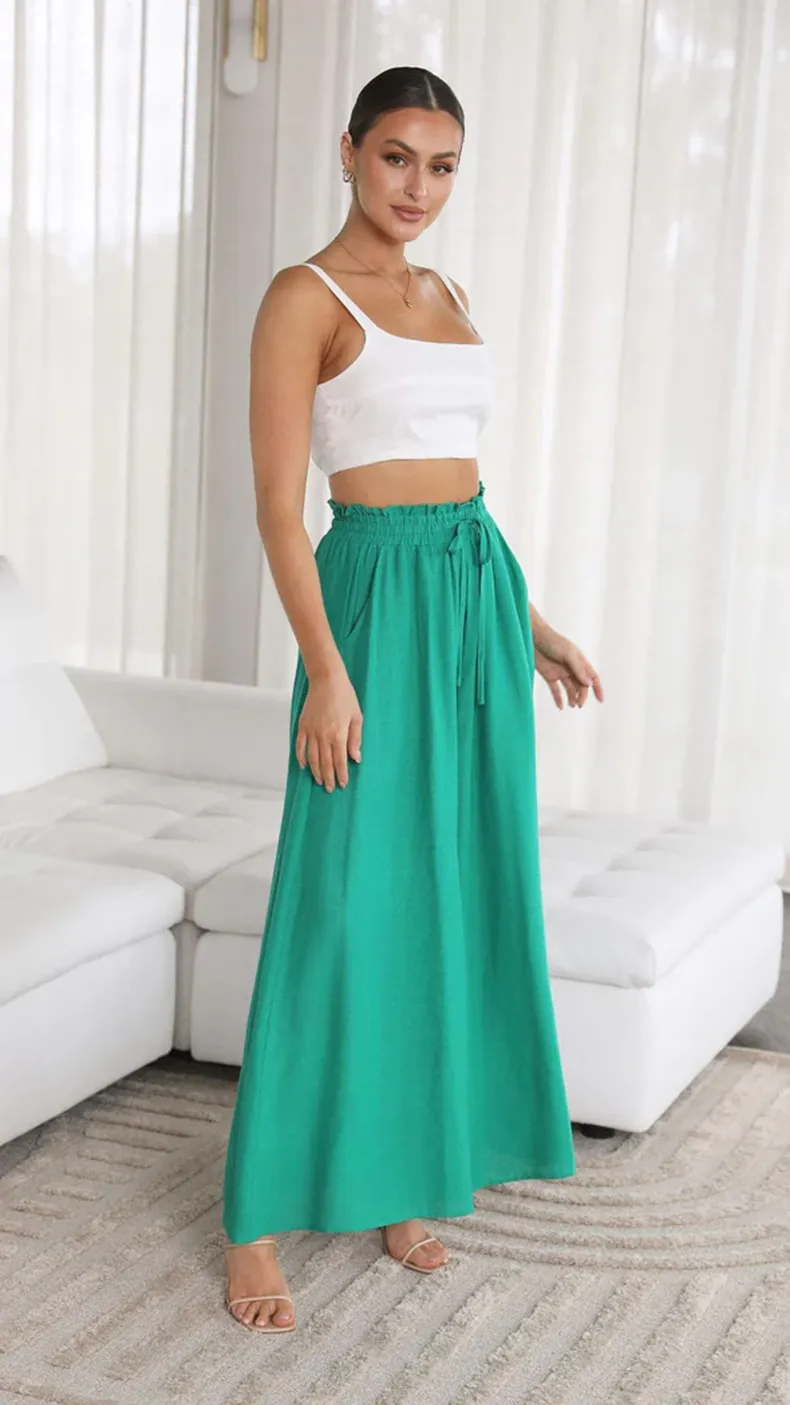 Afterglow High-Waist Wide-Leg Drawstring Palazzo Pants Castello Clothing Line