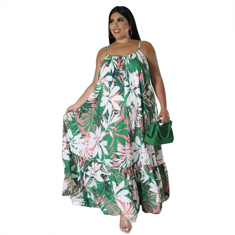 Adeline Plus Size Floral Tiered A-Line Maxi Dress maxi dress Castello Clothing Line