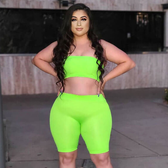 Radiance Plus Size Tube Top Biker Shorts Set  Castello Clothing Line   