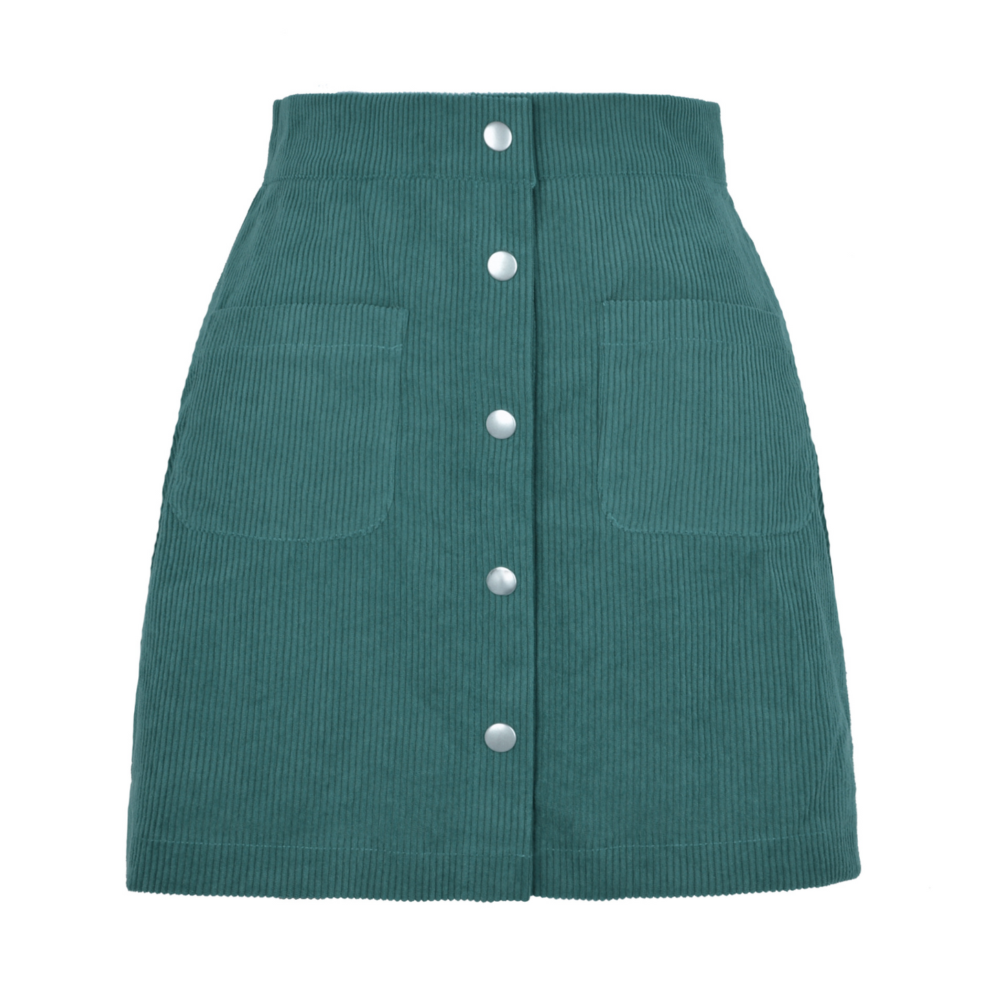 High Waist Corduroy Mini Skirt | Front Button Up & Pocket Detailed | Corduroy/Cotton/Polyester Blend  Castello Clothing Line   