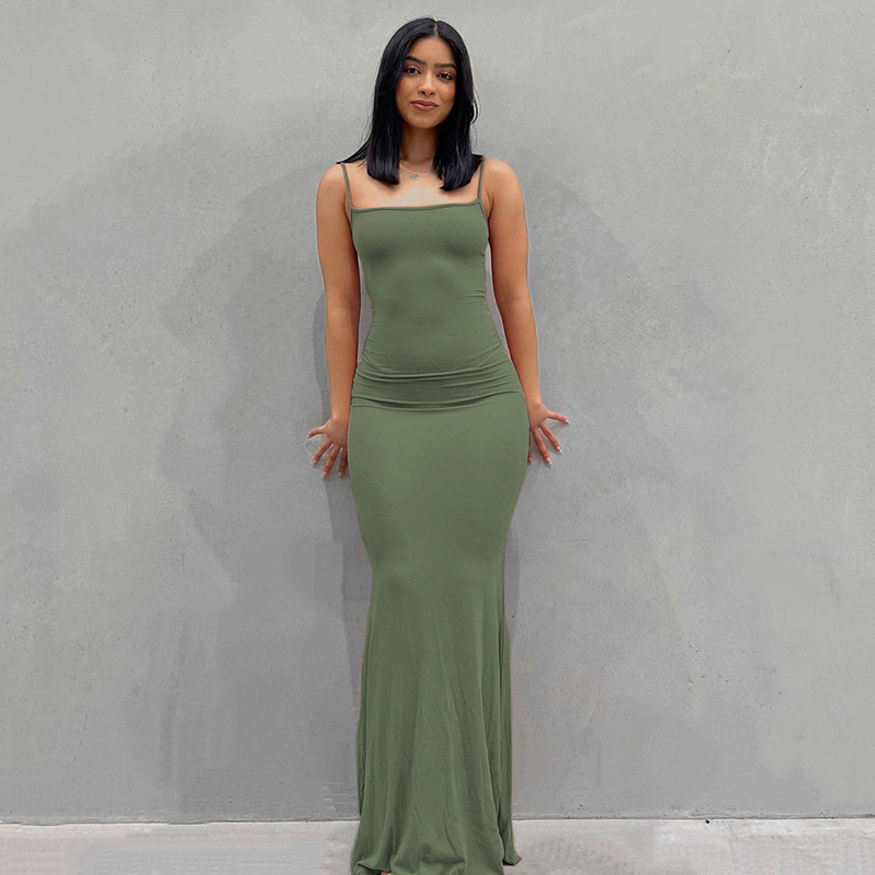Dahliana Sleeveless Square Neck Fitted Maxi Dress maxi dress Castello Clothing Line