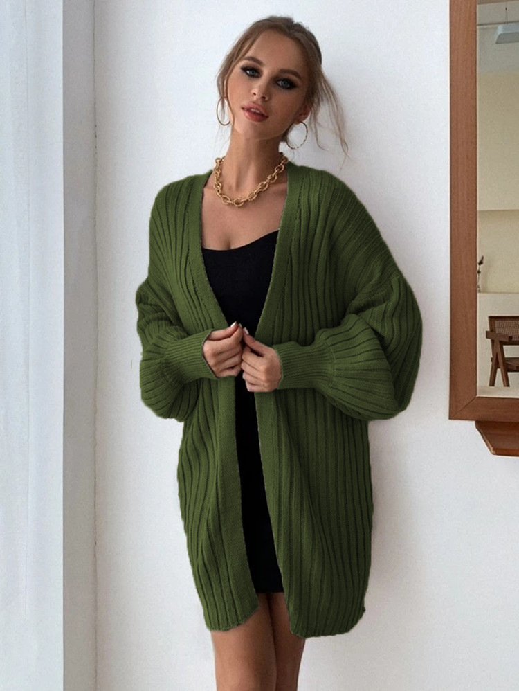Sunday Stroll Ribbed Knit Open Front Longline Cardigan Castello Clothing Line