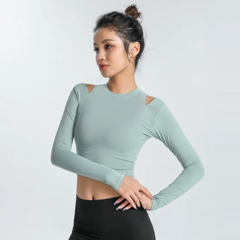 Ada Long Sleeve Cut Out Slim Fit Crop Top workout tops and t-shirts Castello Clothing Line