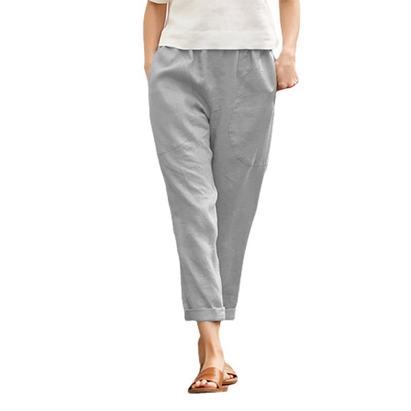 Isabelle High-Waisted Cuffed Tapered Linen Pants Castello Clothing Line