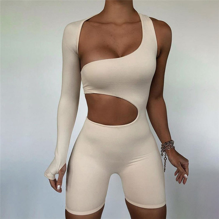 Risk Factor One-Sleeve Cutout Romper  Castello Clothing Line   