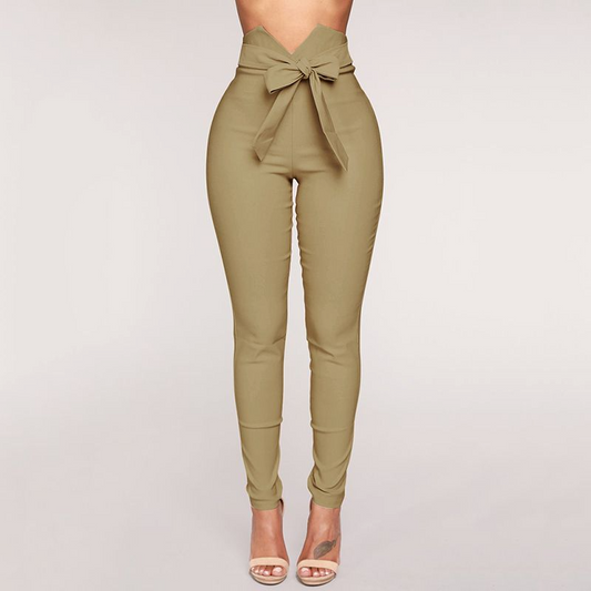 Elara Tie-Waist High-Rise Slim Fit Tapered Pants Castello Clothing Line