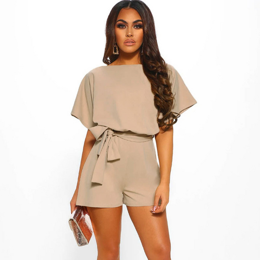 Breezy Glam Tie-Waist Flutter Sleeve Romper  Castello Clothing Line   