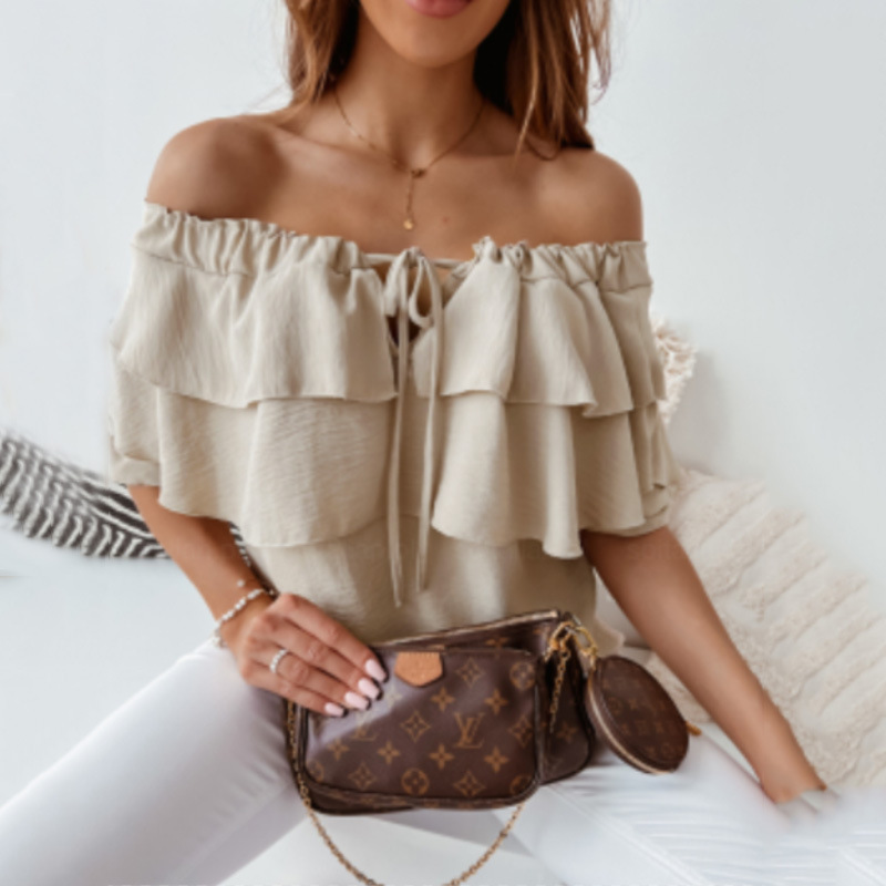 Frill Seeker Ruffle Off-Shoulder Tiered Blouse Castello Clothing Line