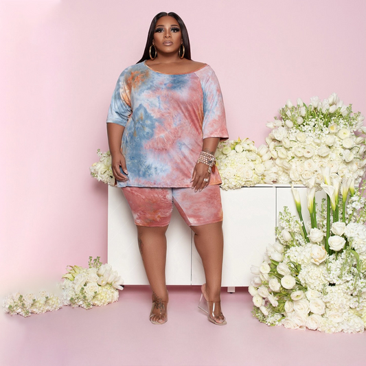 Vibrance Tie-Dye Oversized Top & Biker Shorts Set  Castello Clothing Line   