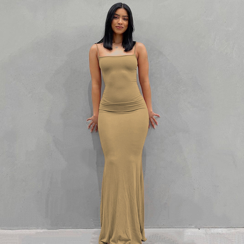 Dahliana Sleeveless Square Neck Fitted Maxi Dress maxi dress Castello Clothing Line