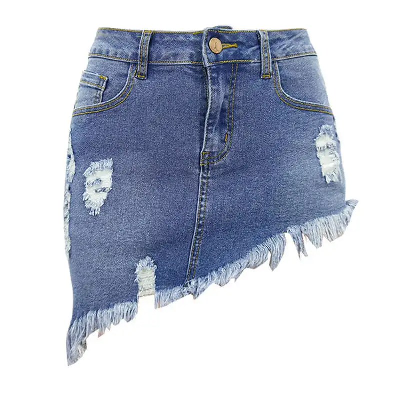 Dangerous Curves Distressed Denim Mini Skirt  Castello Clothing Line   