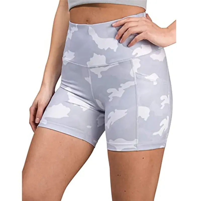 Destiny High-Rise Camo Pocket Biker Shorts workout shorts Castello Clothing Line