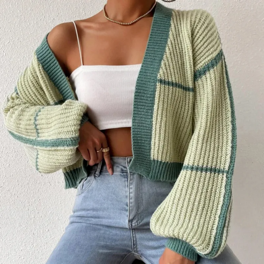Radiant Reverie Knit Balloon Sleeve Open Front Cardigan Castello Clothing Line