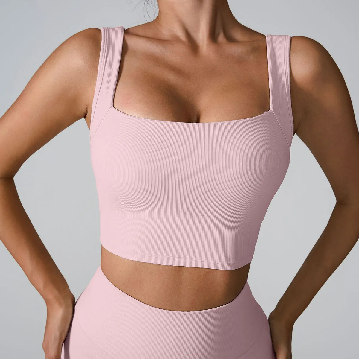Ribbed Radiance Square-Neck Crop Top  Castello Clothing Line   