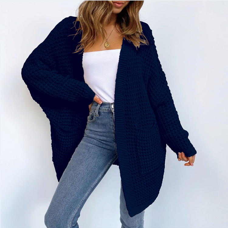 Cloud Waffle Knit Open Front Oversized Cardigan Castello Clothing Line