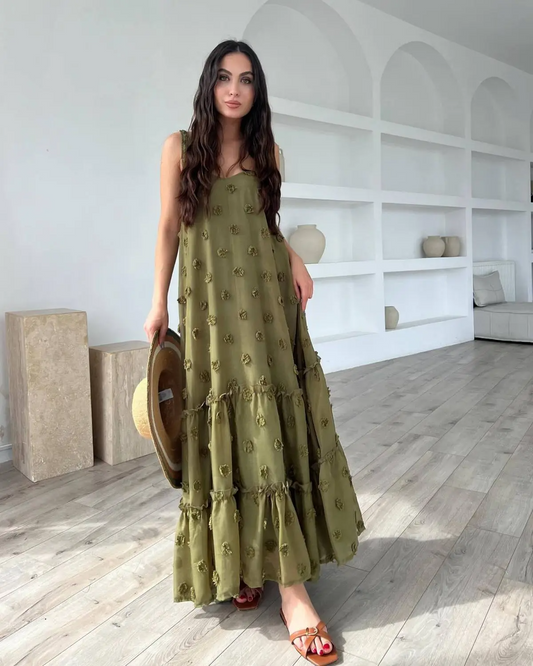 Maren Floral Tiered Mesh Maxi Dress maxi dress Castello Clothing Line