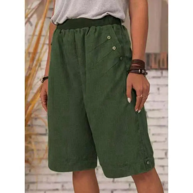 RusticEase High Waist Button Detail Linen Culottes  Castello Clothing Line   