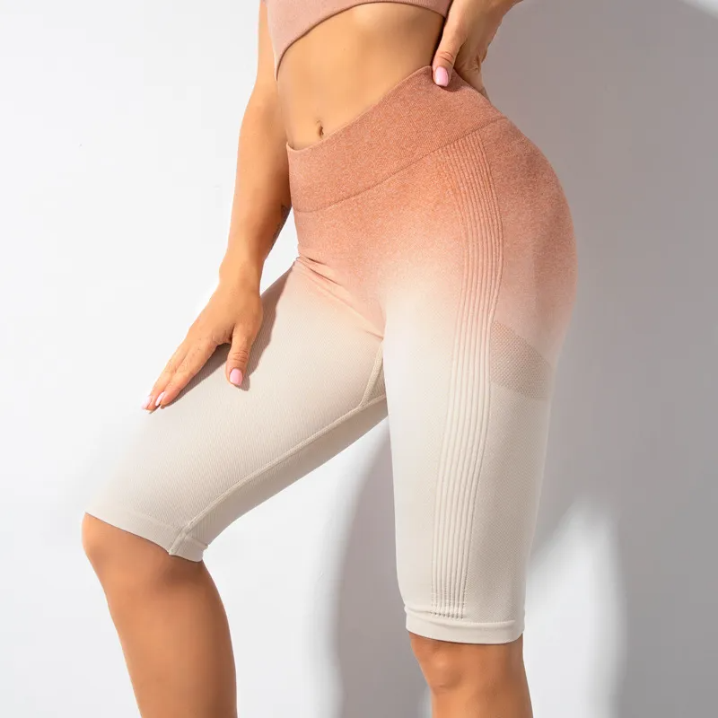 Moxie High-Rise Seamless Ombre Compression Biker Shorts Castello Clothing Line