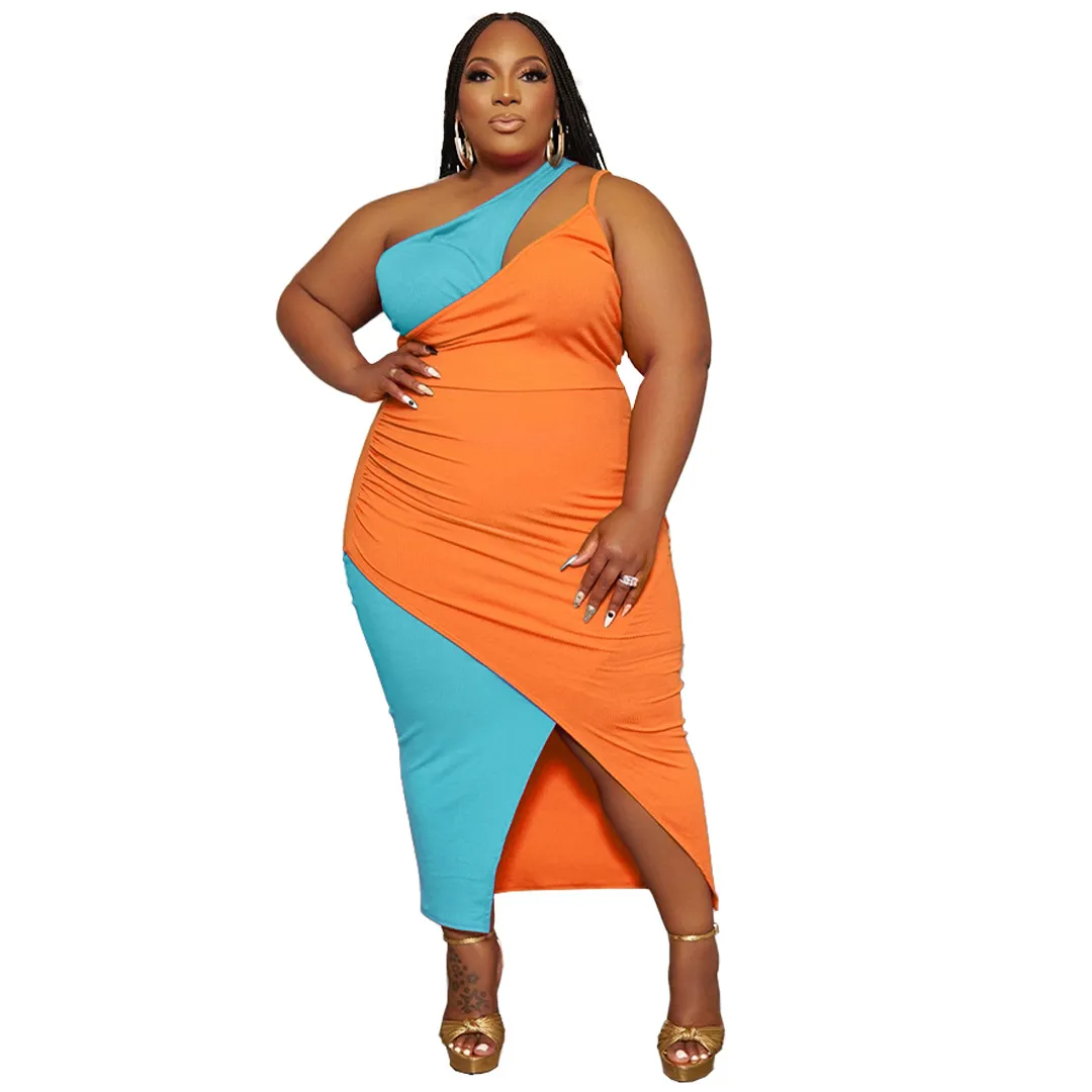 Monica Asymmetric Ruched Double Strap Bodycon Midi Dress midi dress Castello Clothing Line