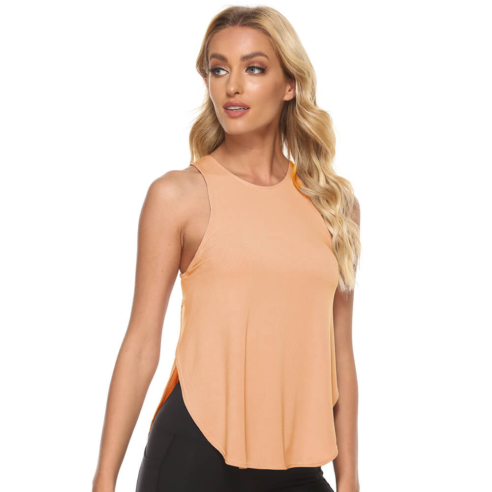 Bridget Sleeveless Curved Hem Relaxed Fit Tank Top workout tops and t-shirts Castello Clothing Line