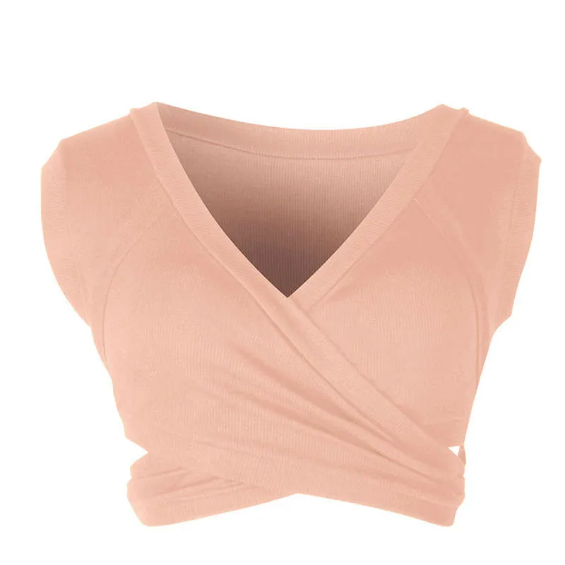 Limitless Wrap V-Neck Sleeveless Crop Top Castello Clothing Line