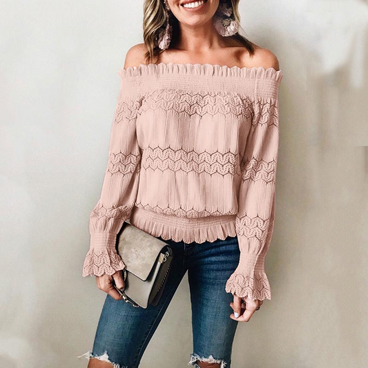 Bella Ruffle Off-Shoulder Smocked Top  Castello Clothing Line   