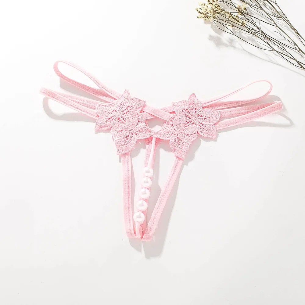 Scarlet Bloom Pearl-Strap Thong  Castello Clothing Line   