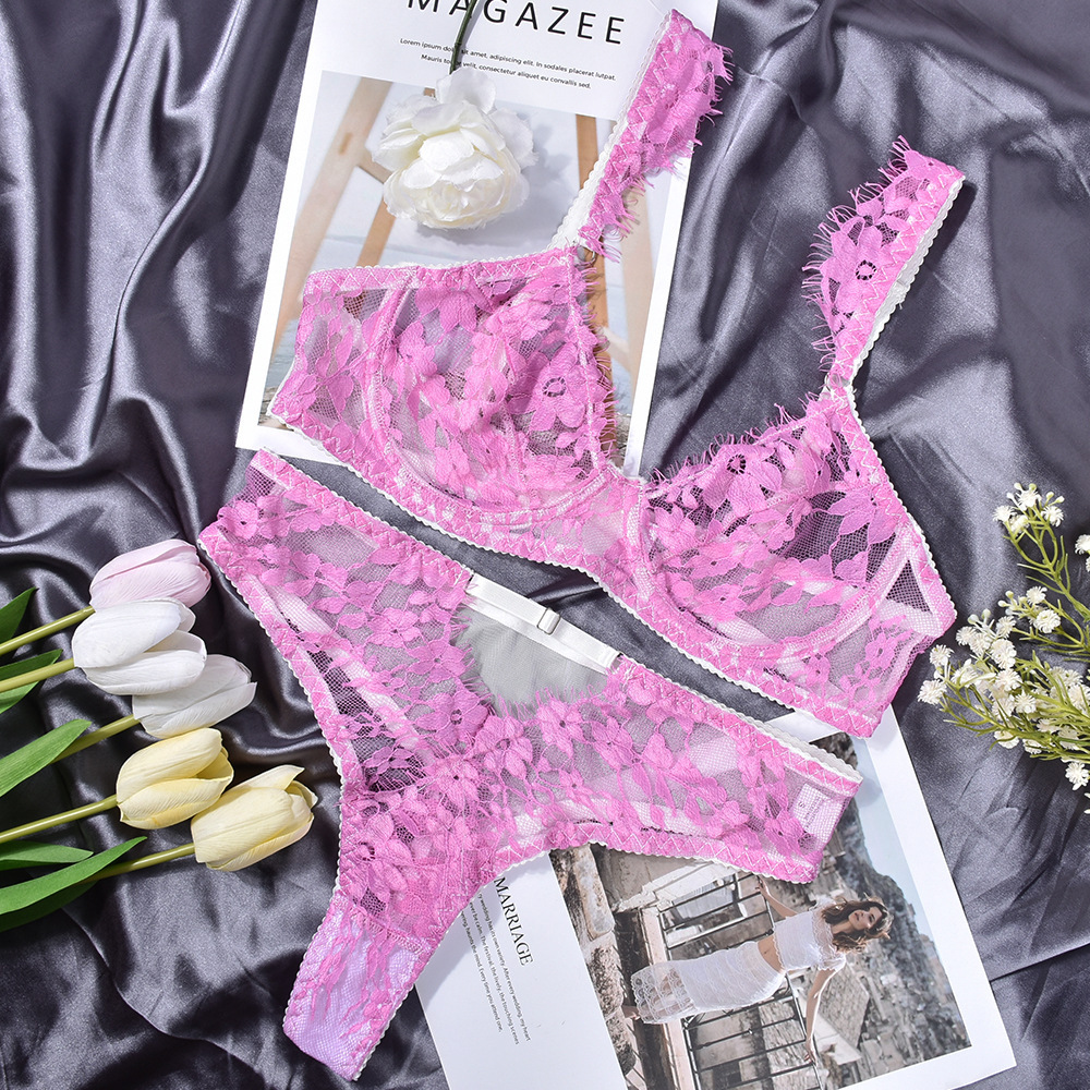 Floral Lace Ruffled Lingerie Set  Castello Clothing Line   
