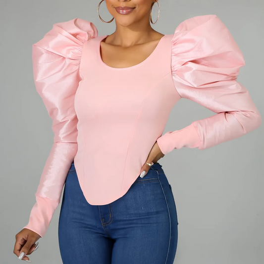 Drama Queen Puff Sleeve Fitted Blouse Castello Clothing Line