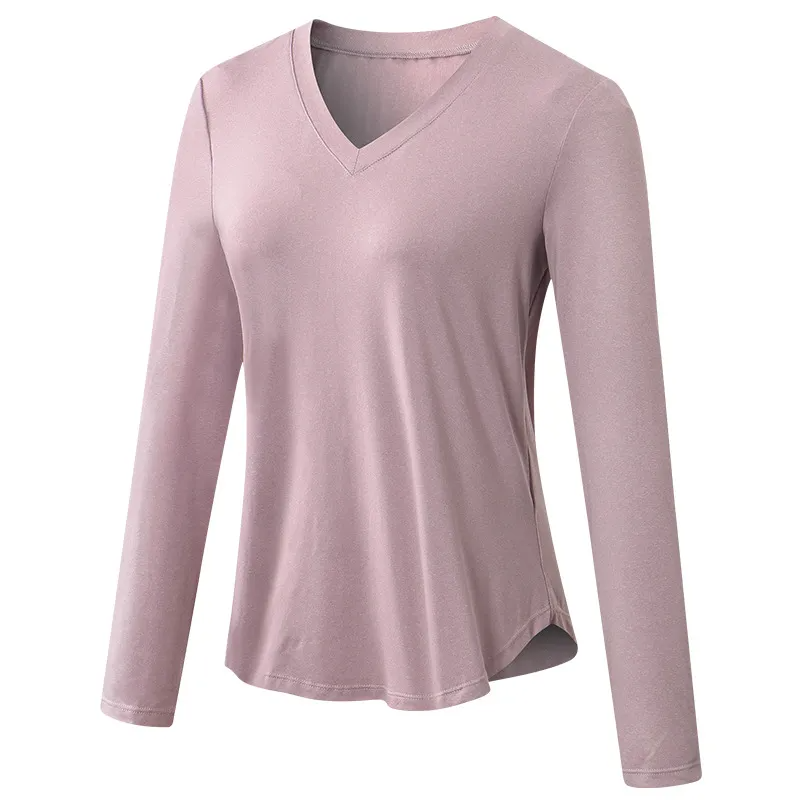 Nell Long Sleeve Lightweight V-Neck Top workout tops and t-shirts Castello Clothing Line