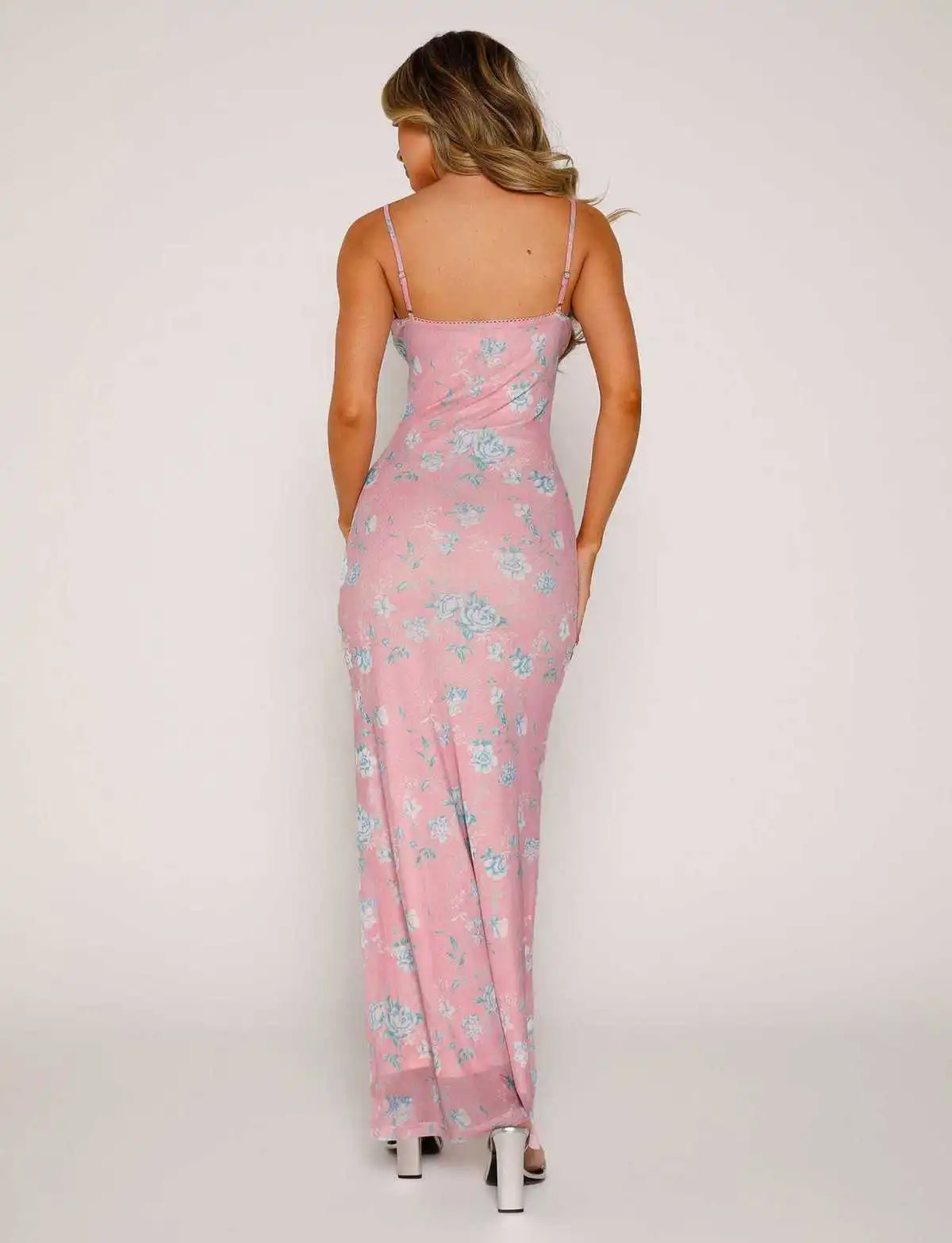 Mia Floral Print Spaghetti Strap Bodycon Maxi Dress maxi dress Castello Clothing Line