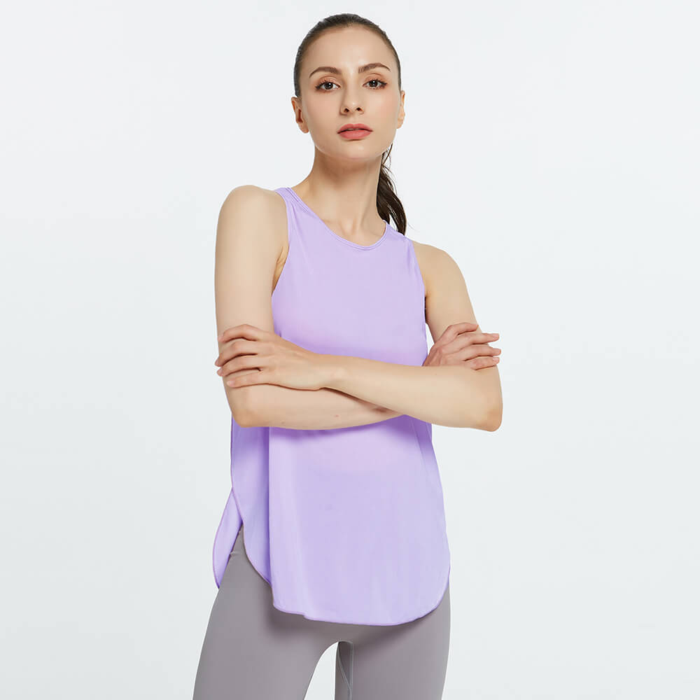 Bridget Sleeveless Curved Hem Relaxed Fit Tank Top workout tops and t-shirts Castello Clothing Line