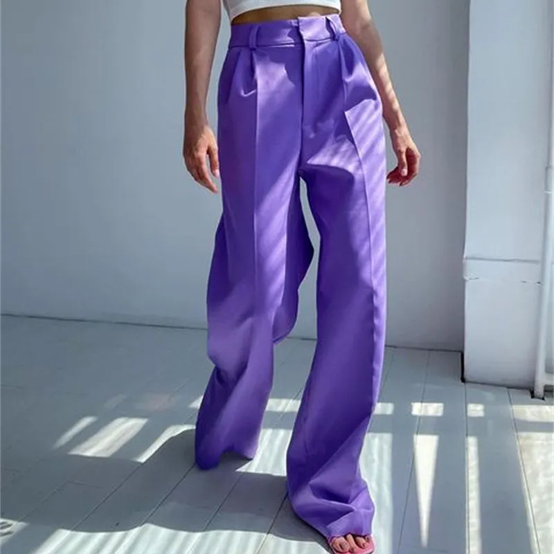 Avenue High-Waisted Wide-Leg Pleated Tailored Pants Castello Clothing Line