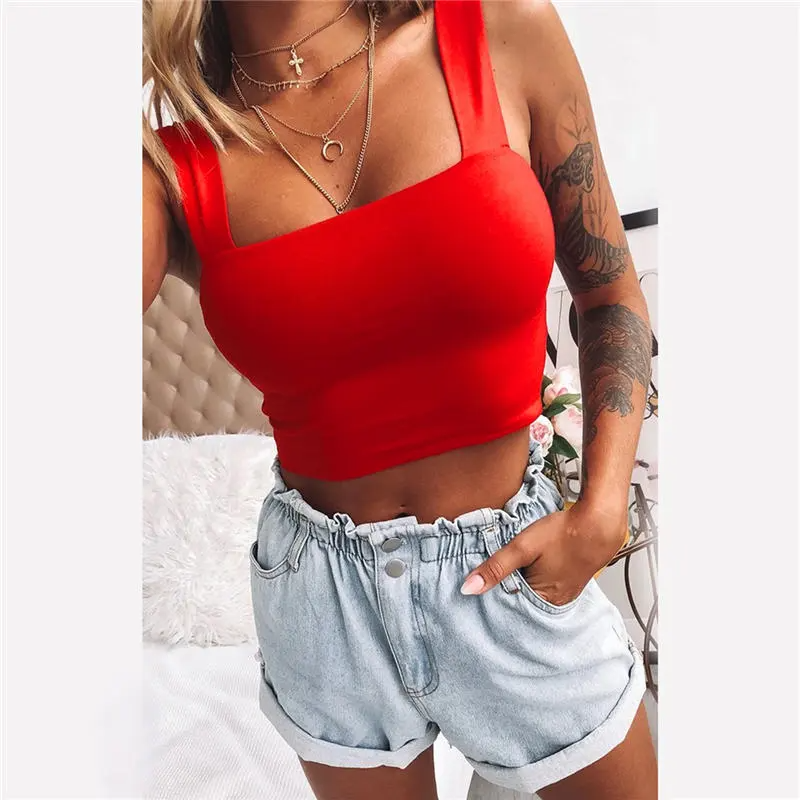 Playful Vibes Square-Neck Crop Top  Castello Clothing Line   