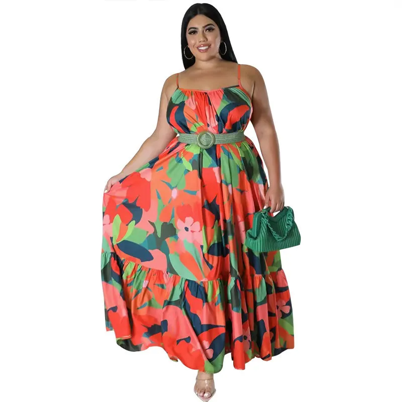Adeline Plus Size Floral Tiered A-Line Maxi Dress maxi dress Castello Clothing Line