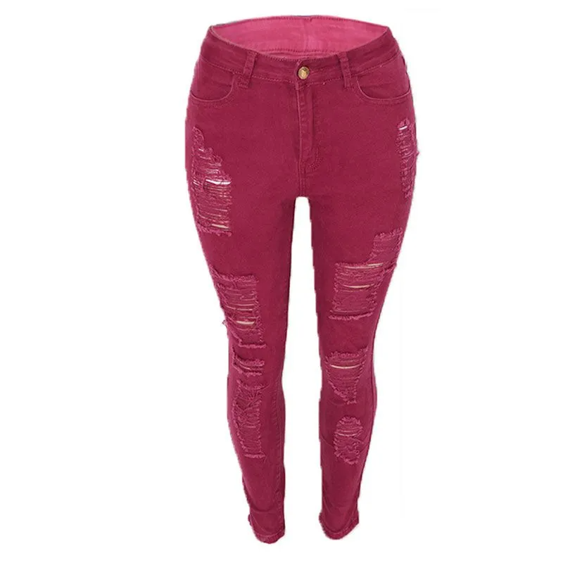 High Waist Ripped Skinny Jeans  Castello Clothing Line   