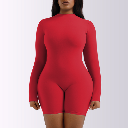 Curve Couture Long Sleeve Fitted Romper  Castello Clothing Line   