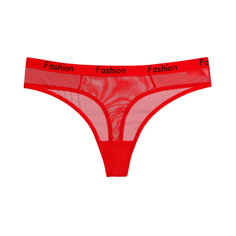 Mesh Letter Print Thong  Castello Clothing Line   
