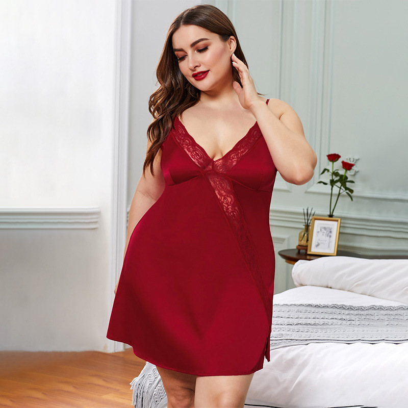Plus Size Sleeveless Satin Nightie  Castello Clothing Line   