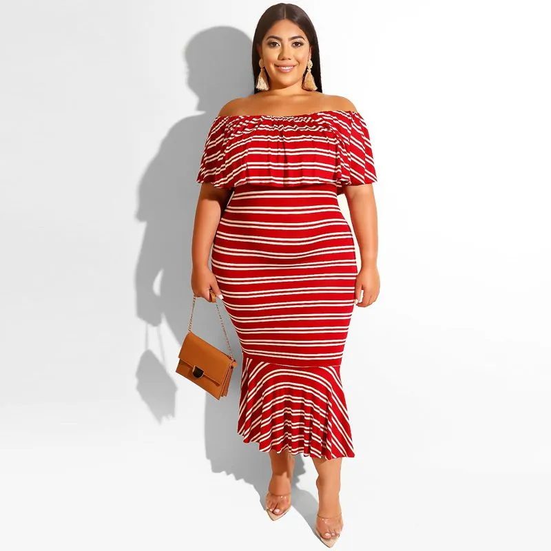 Plus Size Off The Shoulder Dress  Castello Clothing Line   