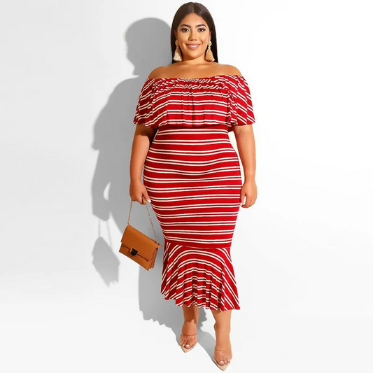Plus Size Off The Shoulder Dress  Castello Clothing Line   