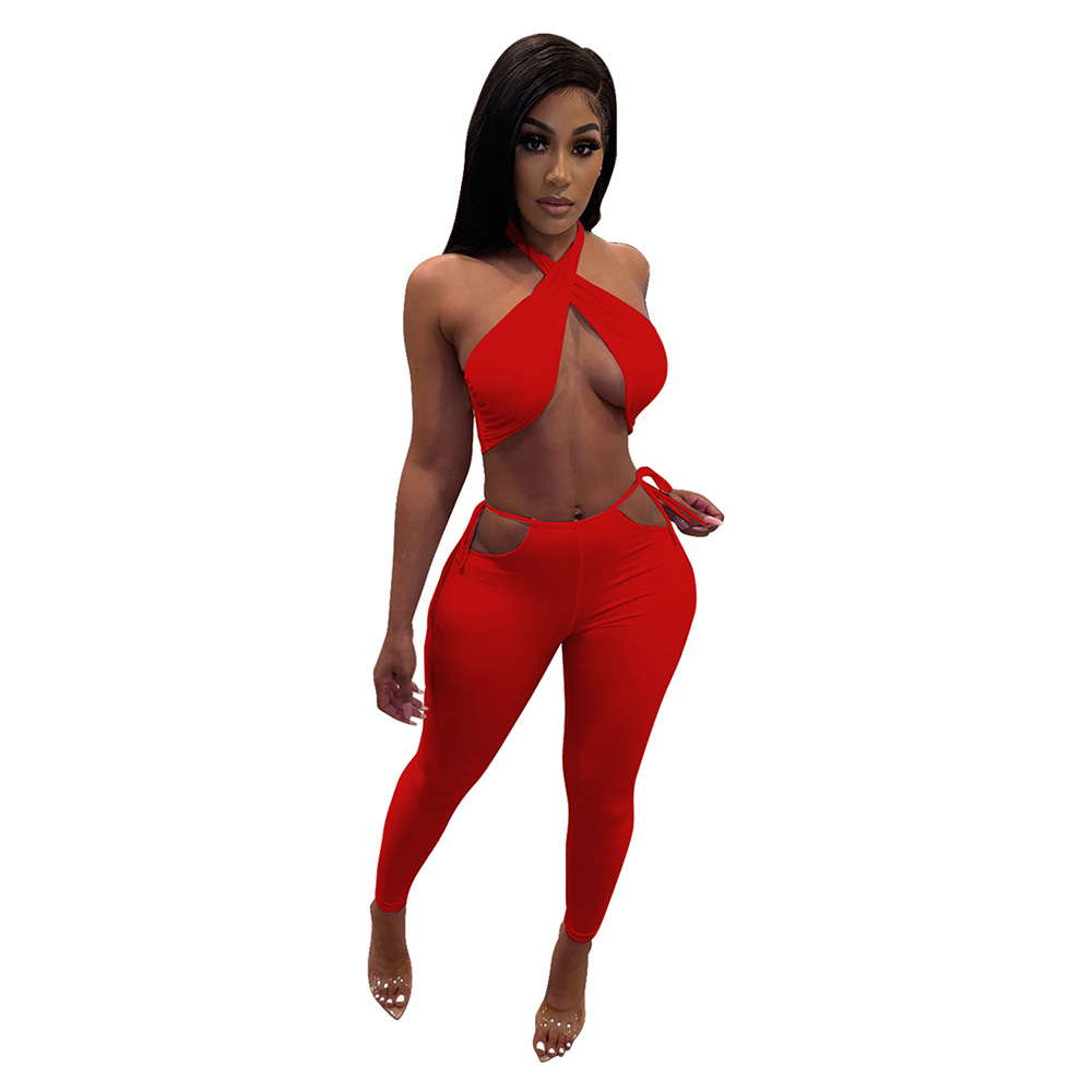 Halter Top & Cut Out Pants Set  Castello Clothing Line   